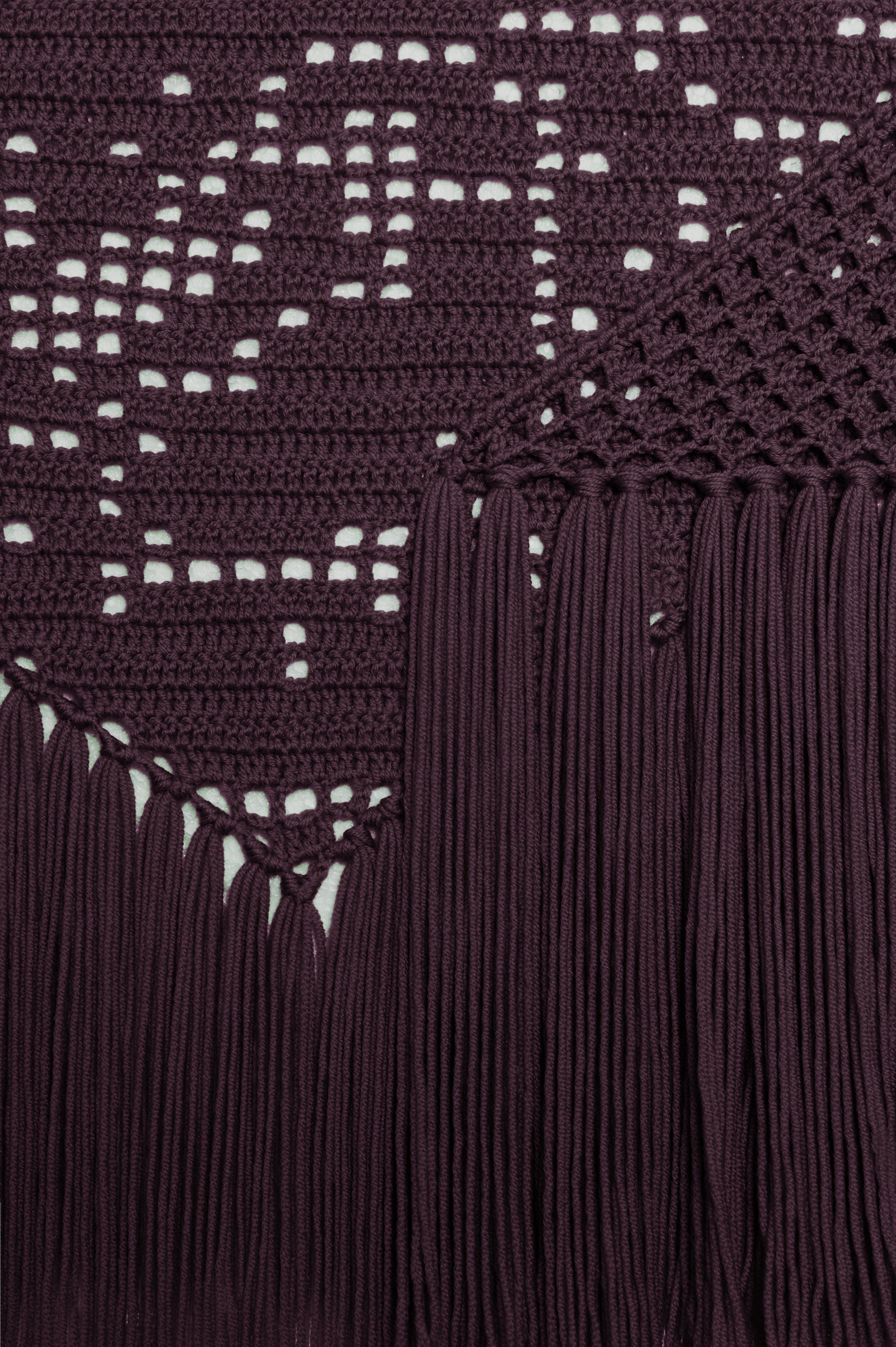 Scialle Peonia in Merino Wool, Mulberry, Detail