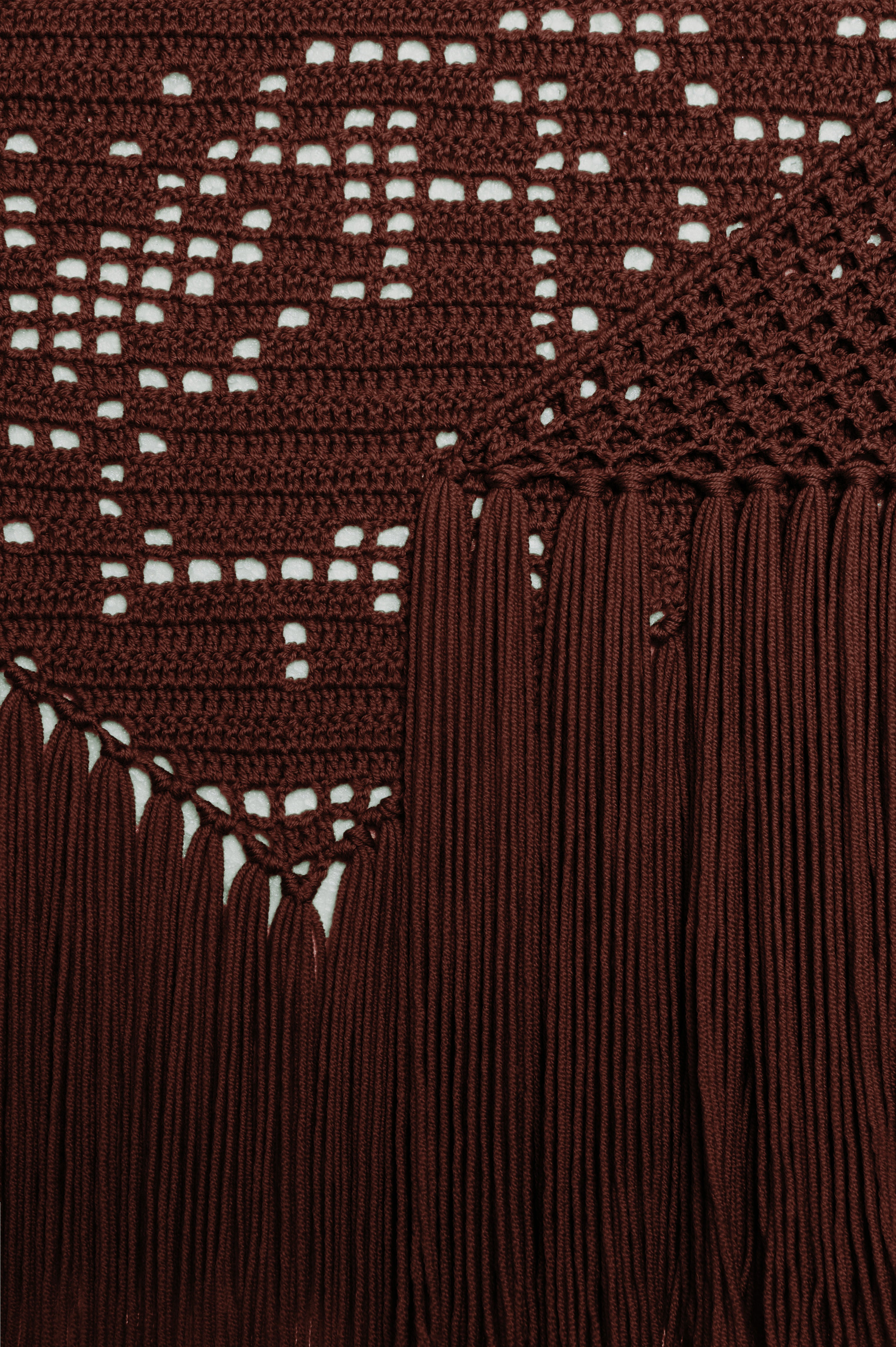 Scialle Peonia in Merino Wool, Earth Brown, Detail