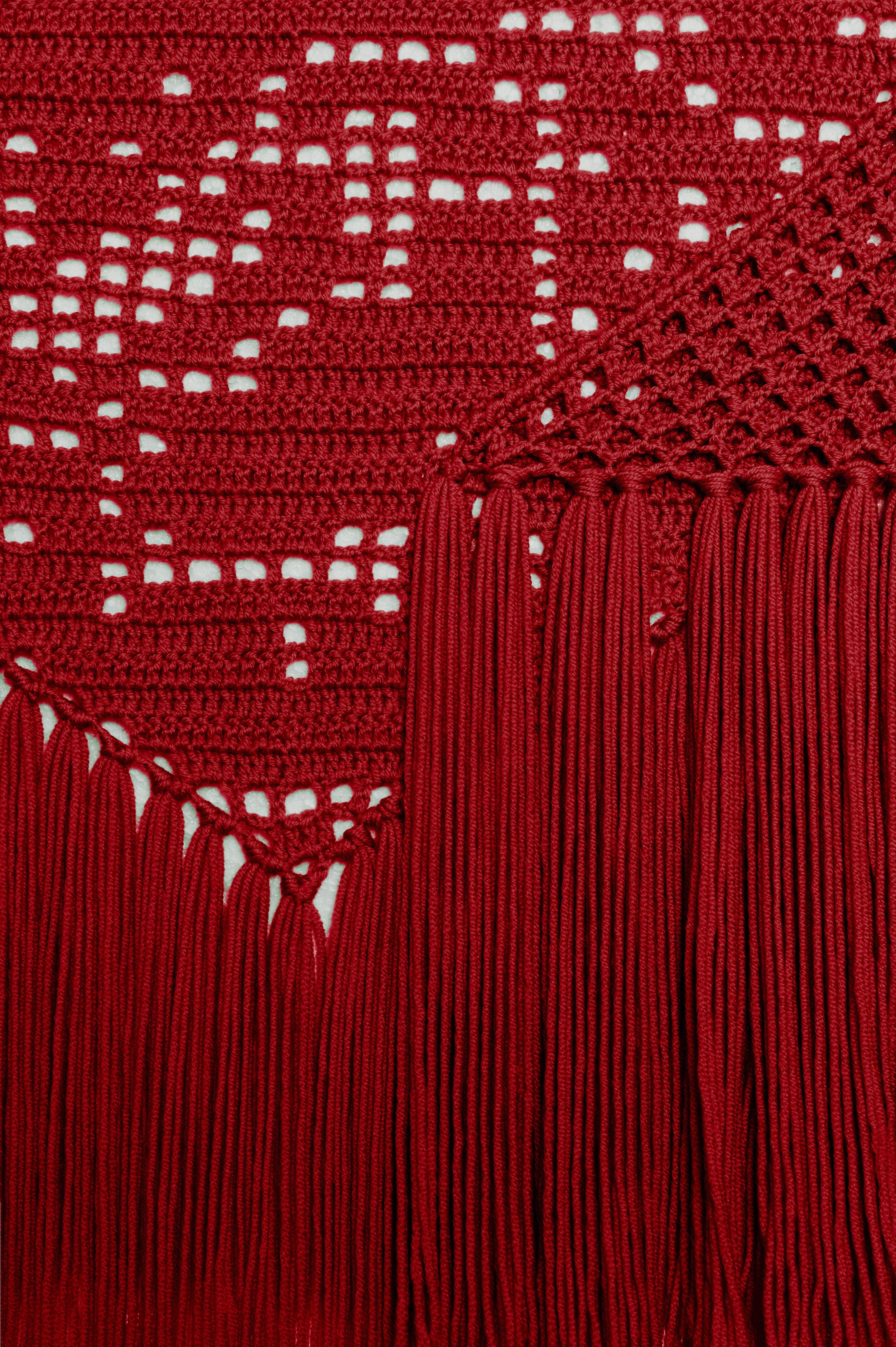 Scialle Peonia in Merino Wool, Etna Fire Red, Detail