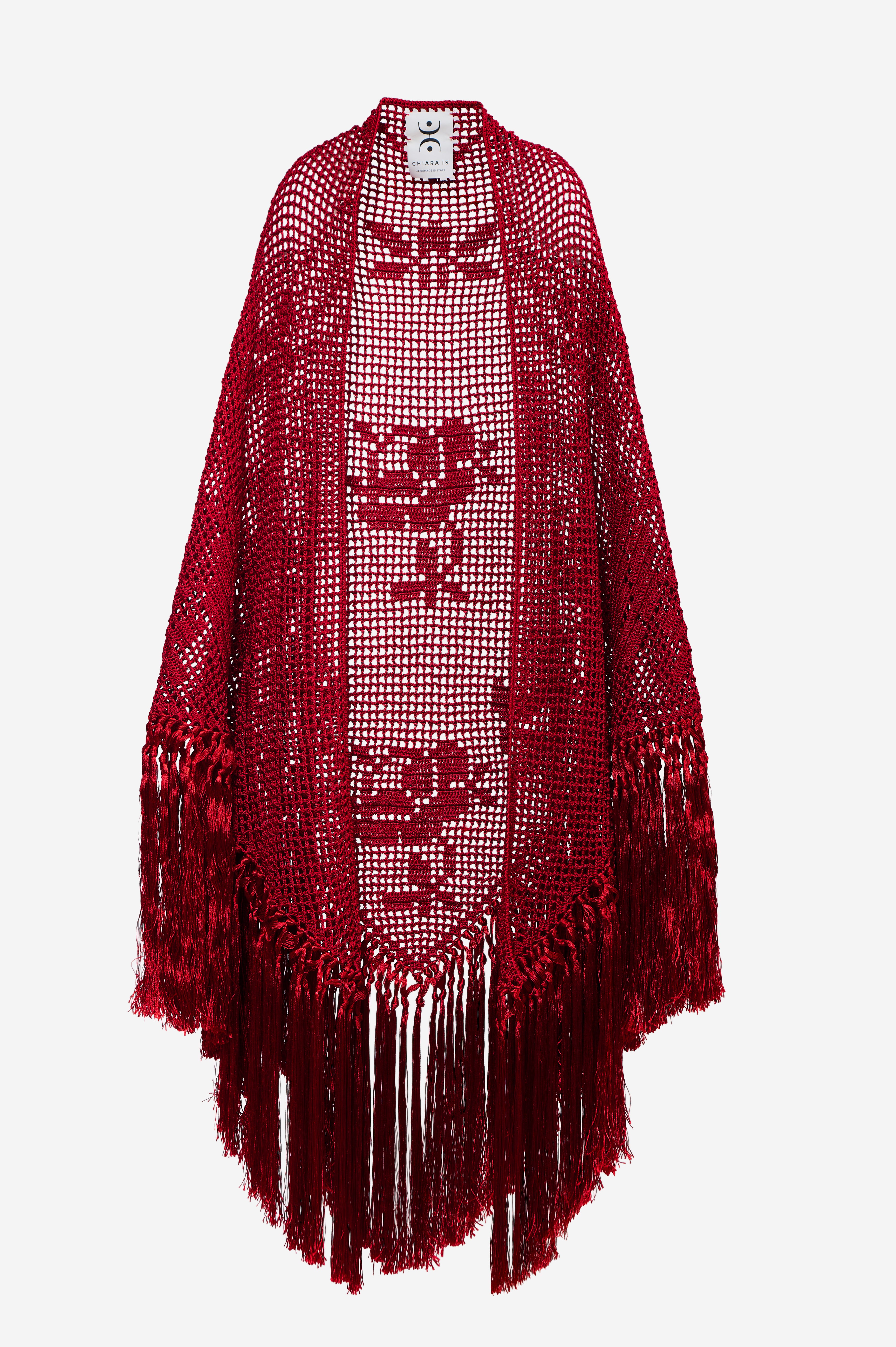 Scialle Rosa in Cotton Silk Blend, Etna Fire Red